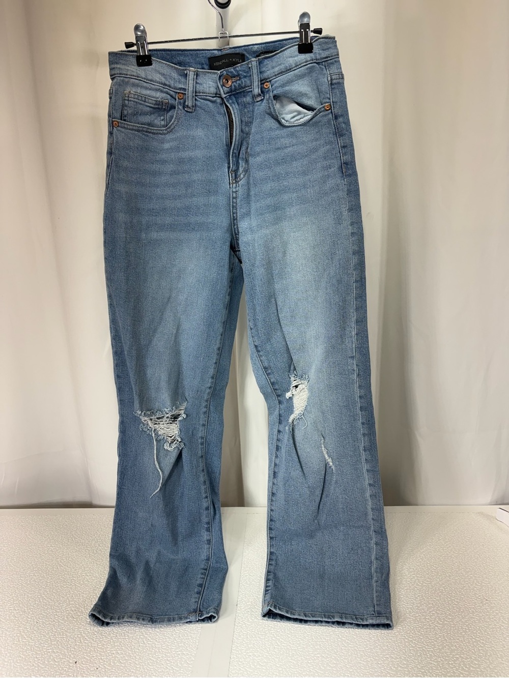 Kendall & Kylie Light Blue Distressed Flare Jeans 3852